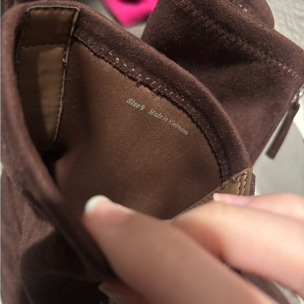 Dolce Vita Brown Suede Ankle Boots with Front Zipper - Picture 2 of 3